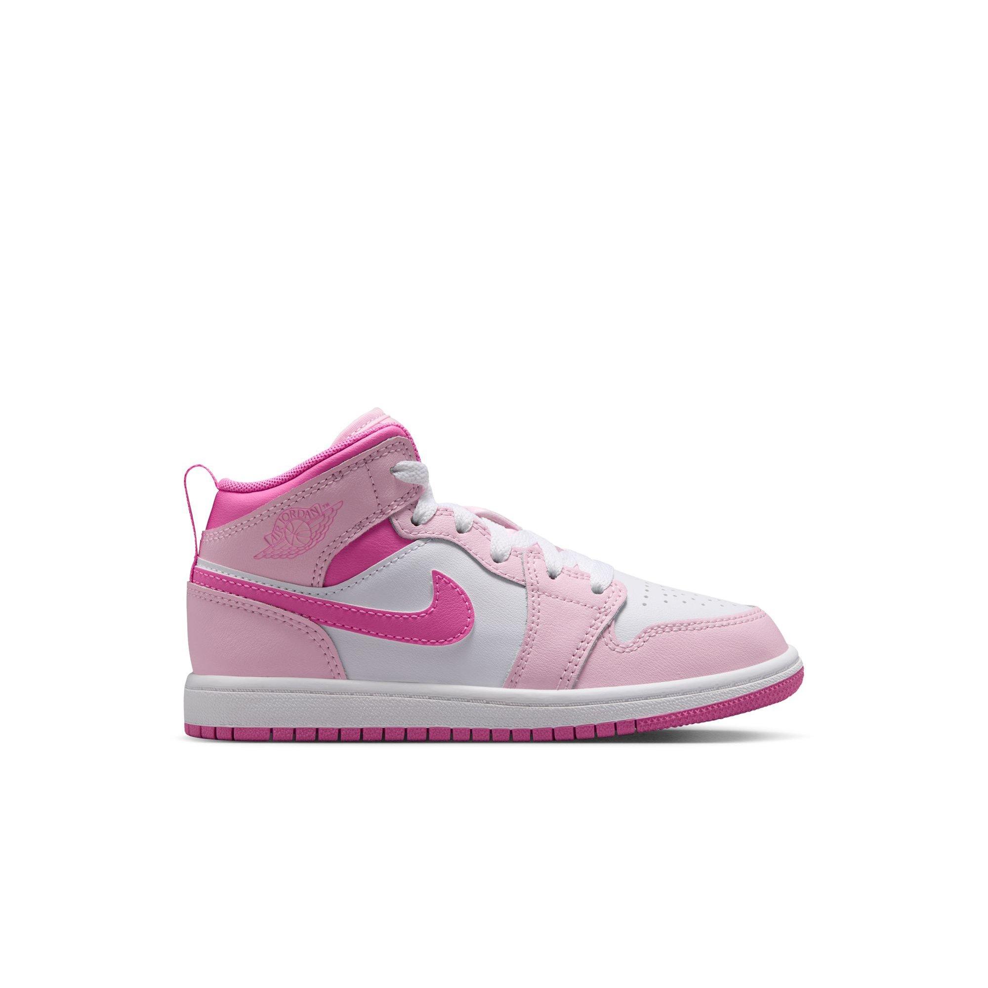 Jordan 1 Mid "Pink Foam/China Rose/White" Preschool Girls' Shoe - PINK